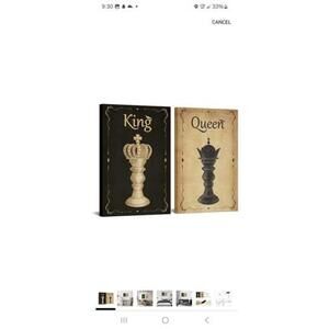 Elegant King & Queen Chess Prints - Set of 2 Wall Art 24L x 16W